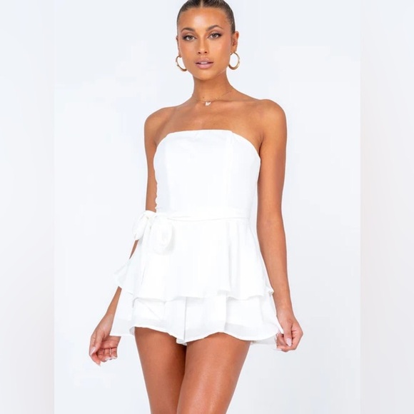 Princess Polly Pants - Princess Polly The Rolla Romper White Lower Impact!
